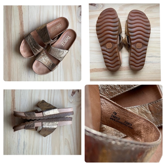Born 2 strap Gold Foil slide sandals - Picture 1 of 5